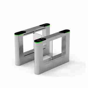 A swing barrier with a modular design and glass barriers