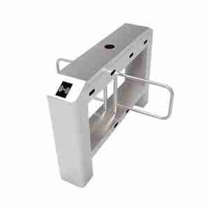 A swing barrier turnstile with two barriers for additional lane