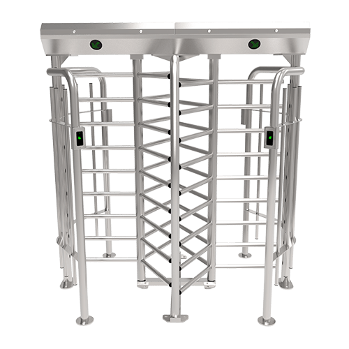 A stainless steel full height turnstile