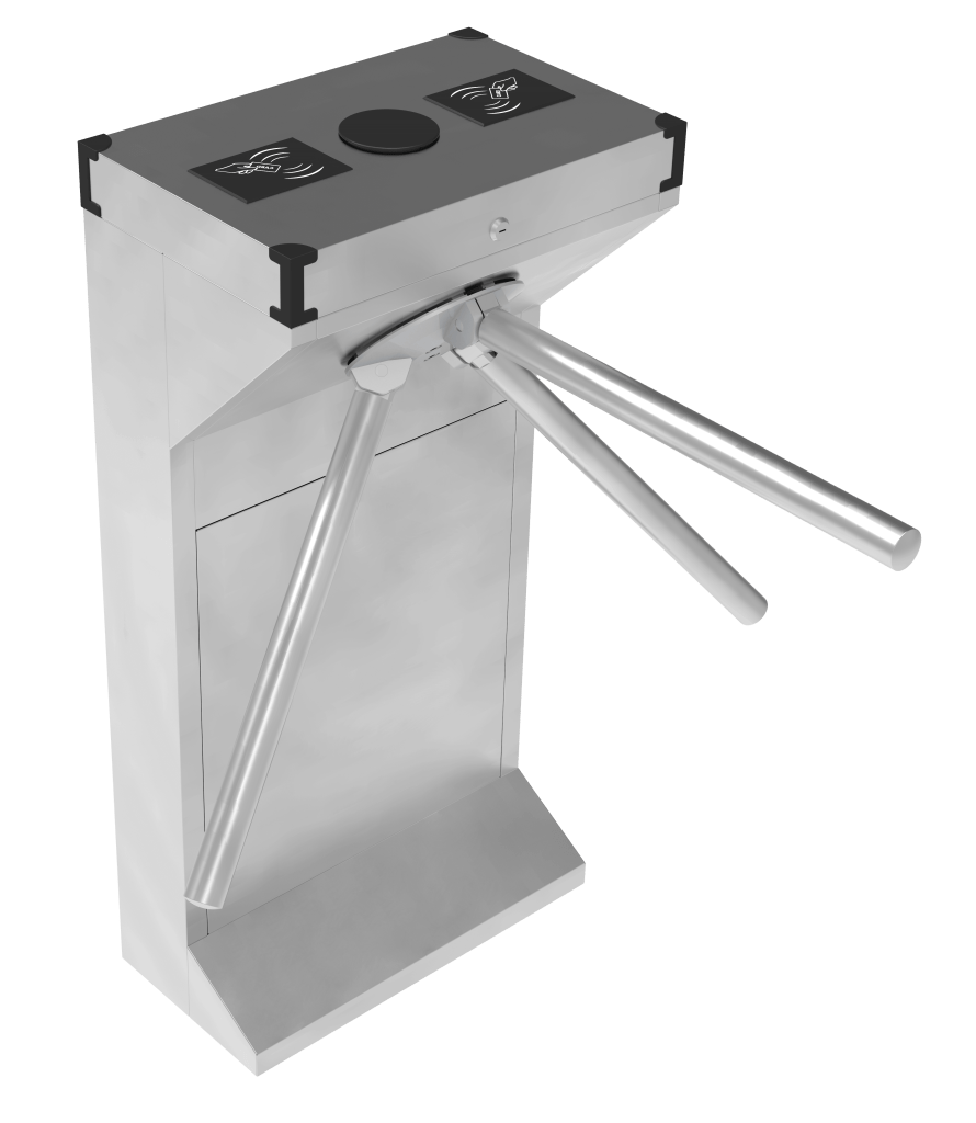A tripod turnstile with a reserved mounting hole for facial recognition terminal