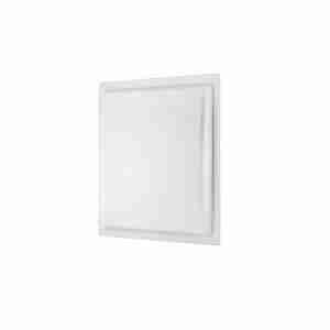 A white colour RFID reader mounted on a white coloured wall