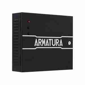 A black box with Armatura written over it acting as an enclosure for controllers and expansion boards
