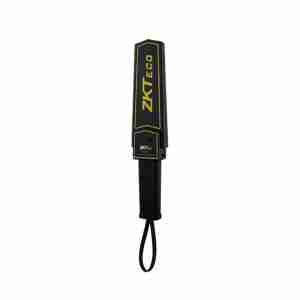 Image of ZK-D100S hand-held metal detector. Black in color with a holder.