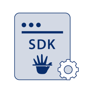 Image of Armatura Palm Mobile SDK with palm and settings icon in blue